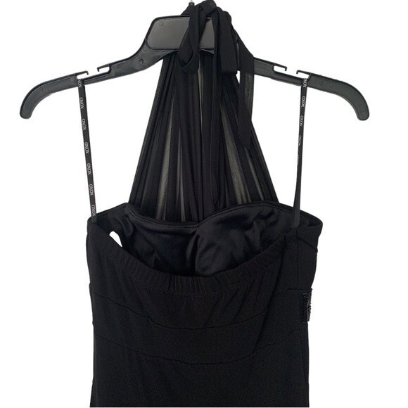 XOXO | Gorgeous Black Tulle HalterTie Beaded Waist Evening Dress S - Picture 4 of 9